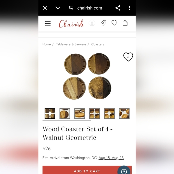 Chairish Walnut Geometric Wooden Boho Coasters Set of 4 - Picture 6 of 6